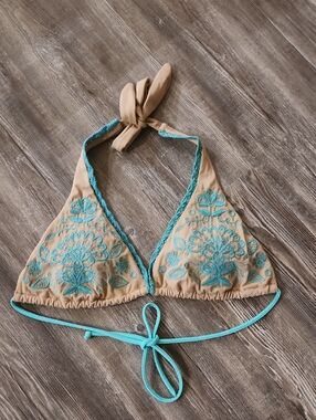 Victoria's Secret Tan Bikini Top with Gathered Trim